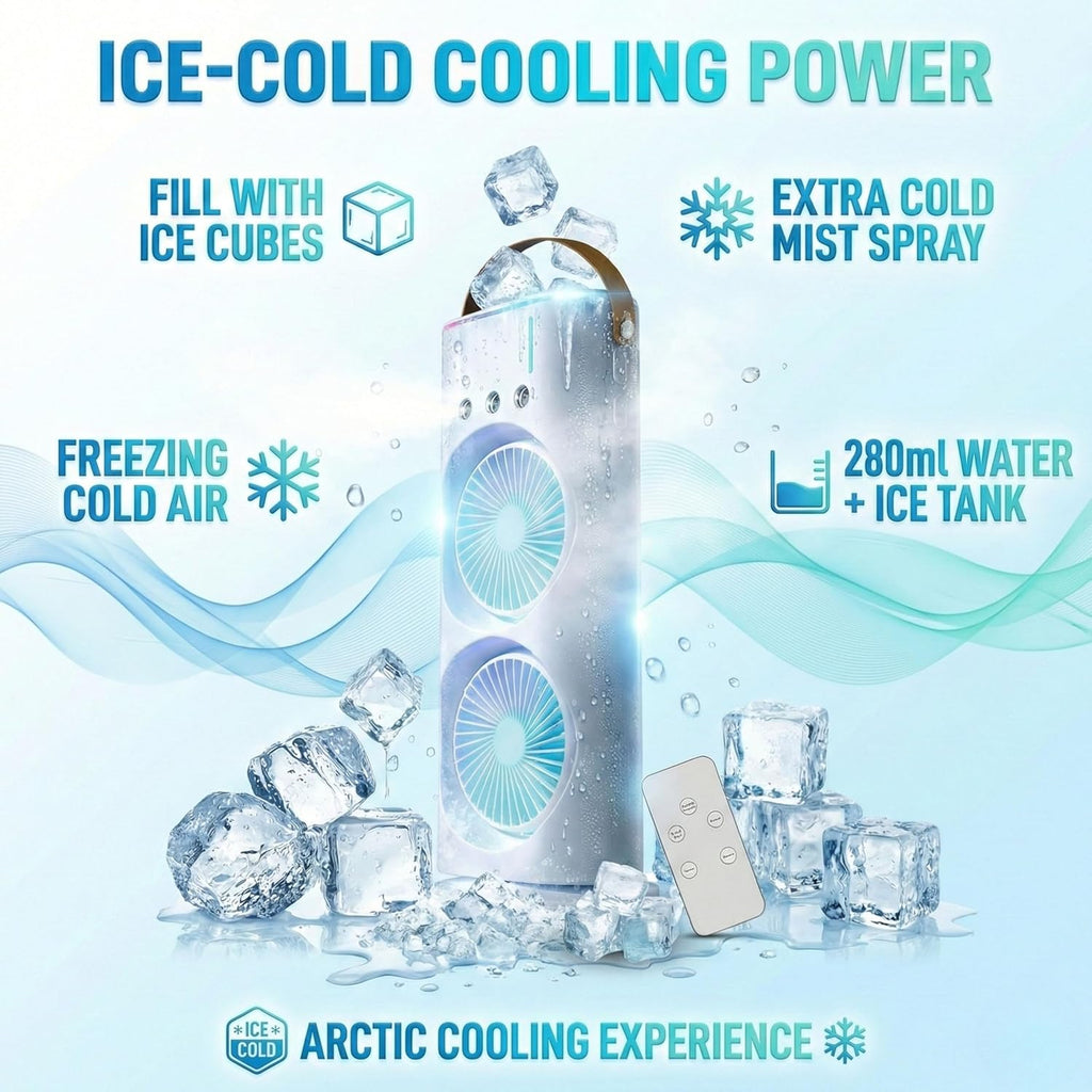 CoolBreeze Dual Fan Mini Air Cooler – Portable, Rechargeable & Powerful Cooling