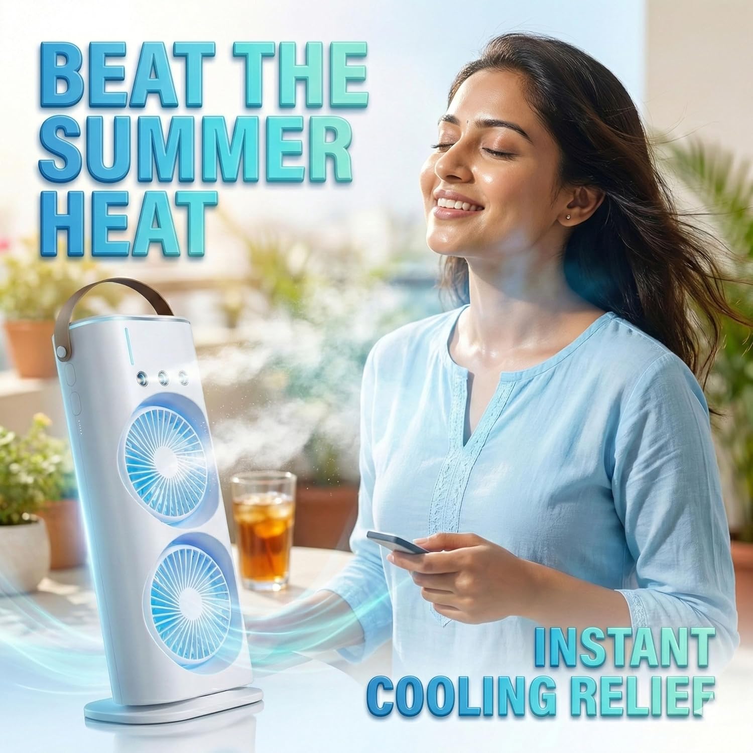CoolBreeze Dual Fan Mini Air Cooler – Portable, Rechargeable & Powerful Cooling