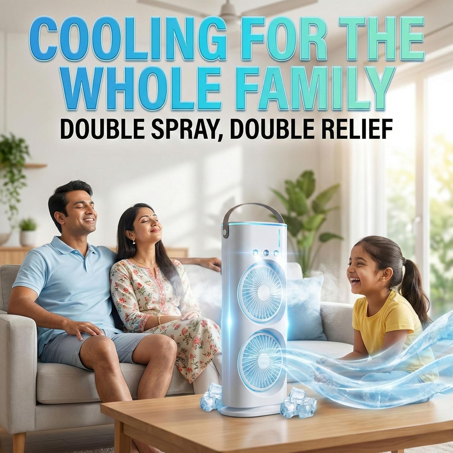 CoolBreeze Dual Fan Mini Air Cooler – Portable, Rechargeable & Powerful Cooling