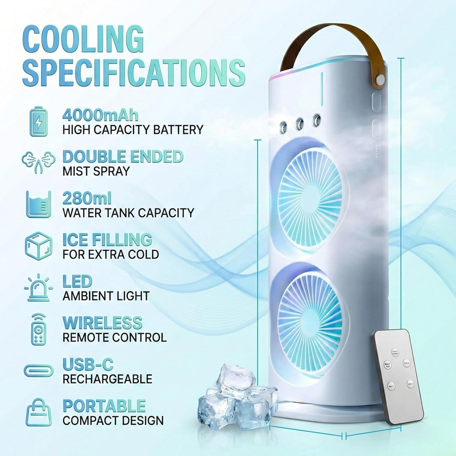 CoolBreeze Dual Fan Mini Air Cooler – Portable, Rechargeable & Powerful Cooling